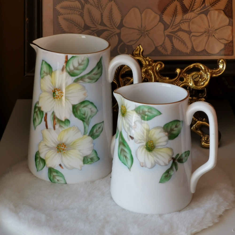 Pair Of Tuscan England "Dogwood"  Pitcher Set